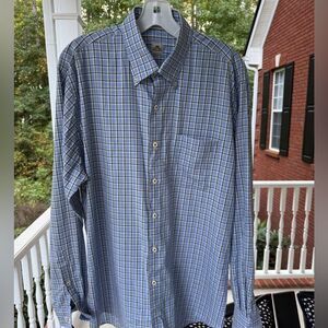 Peter Millar Blue and White Checkered Shirt. Size L